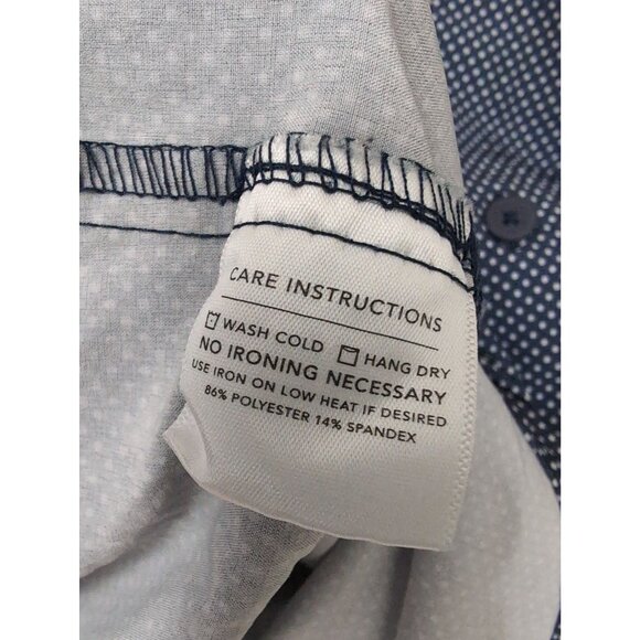 Mizzen Main Leeward Shirt Mens S Trim Fit Blue White Dot Button Up Long Sleeve - Picture 7 of 9
